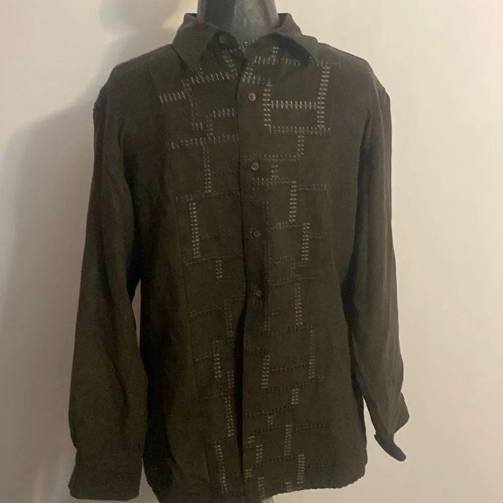 Claiborne Brown Faux Suede button-down shirt, size M